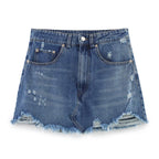 Ripped & Ready Distressed Denim Skirt