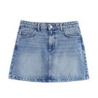 Back In Blue Retro Zip Denim Mini Skirt