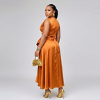 Sophisticated Sleeveless Ruffle Midi Dress