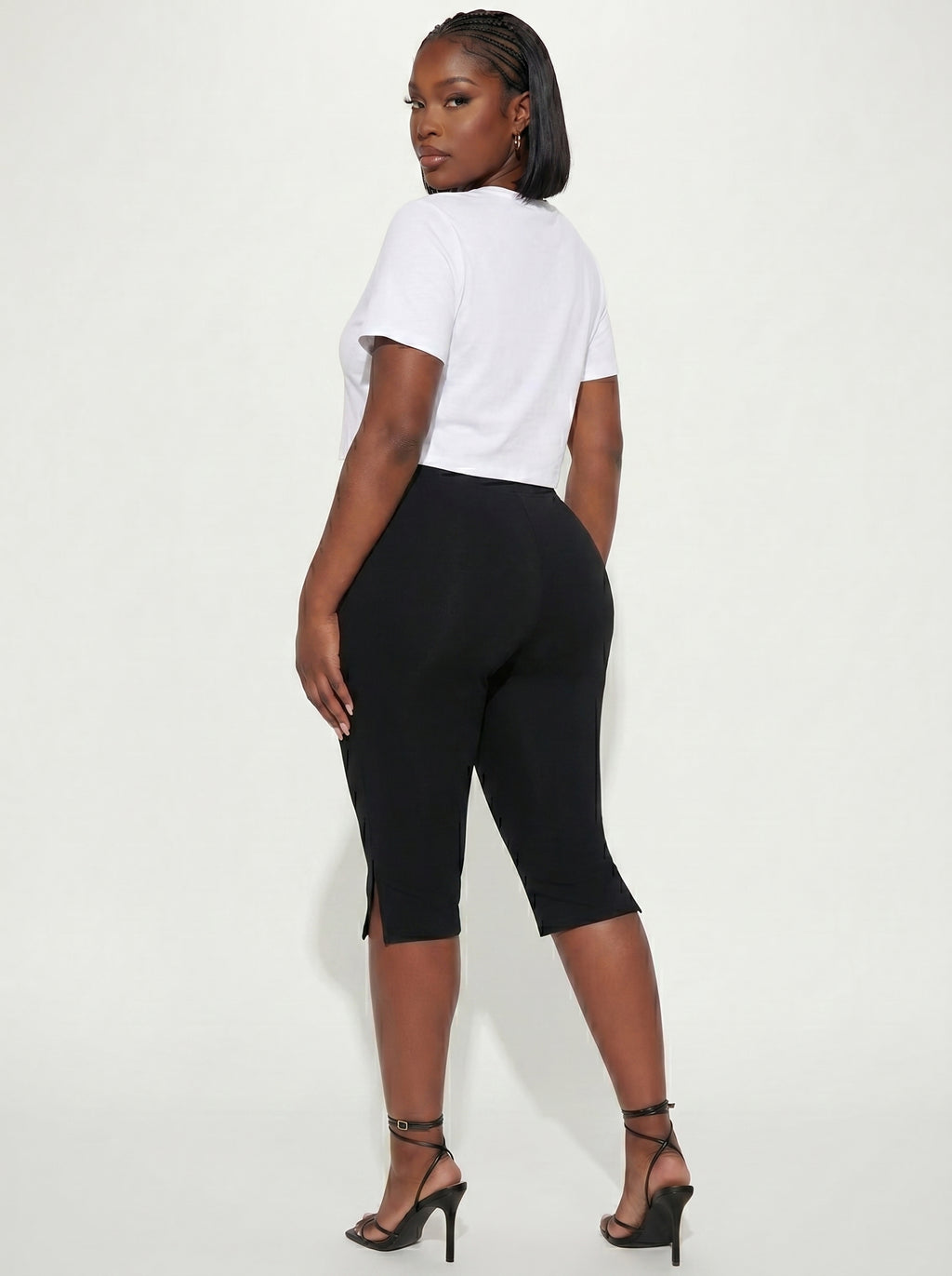 Breezaya Solid Split Hem Capris Leggings