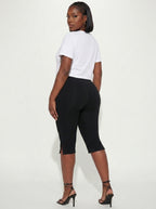 Breezaya Solid Split Hem Capris Leggings