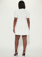 Slaydiva Vacation Puff Sleeve Open Front Tiered Loose Dress