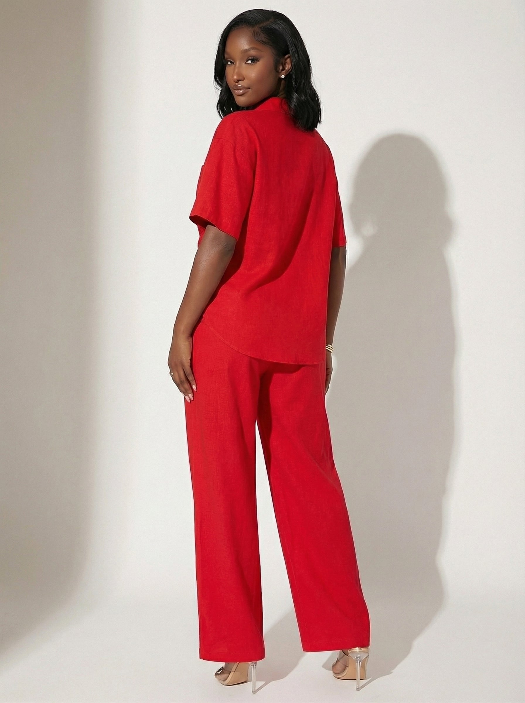 Off Duty Solid Short Sleeve & Pants Two-Piece Set