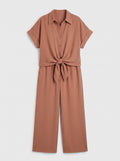Mocha Tie Front Wide Leg Pant Set