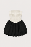 Midnight Muse Bubble Mini Dress – White/Black