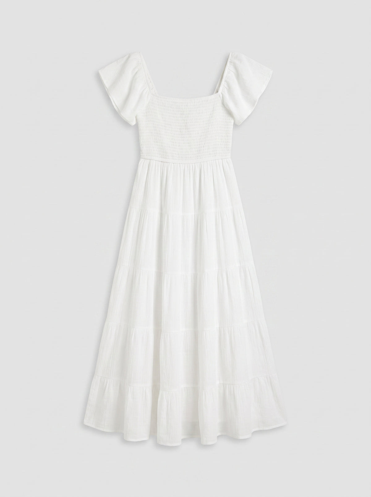 White Ruffle Maxi Dress