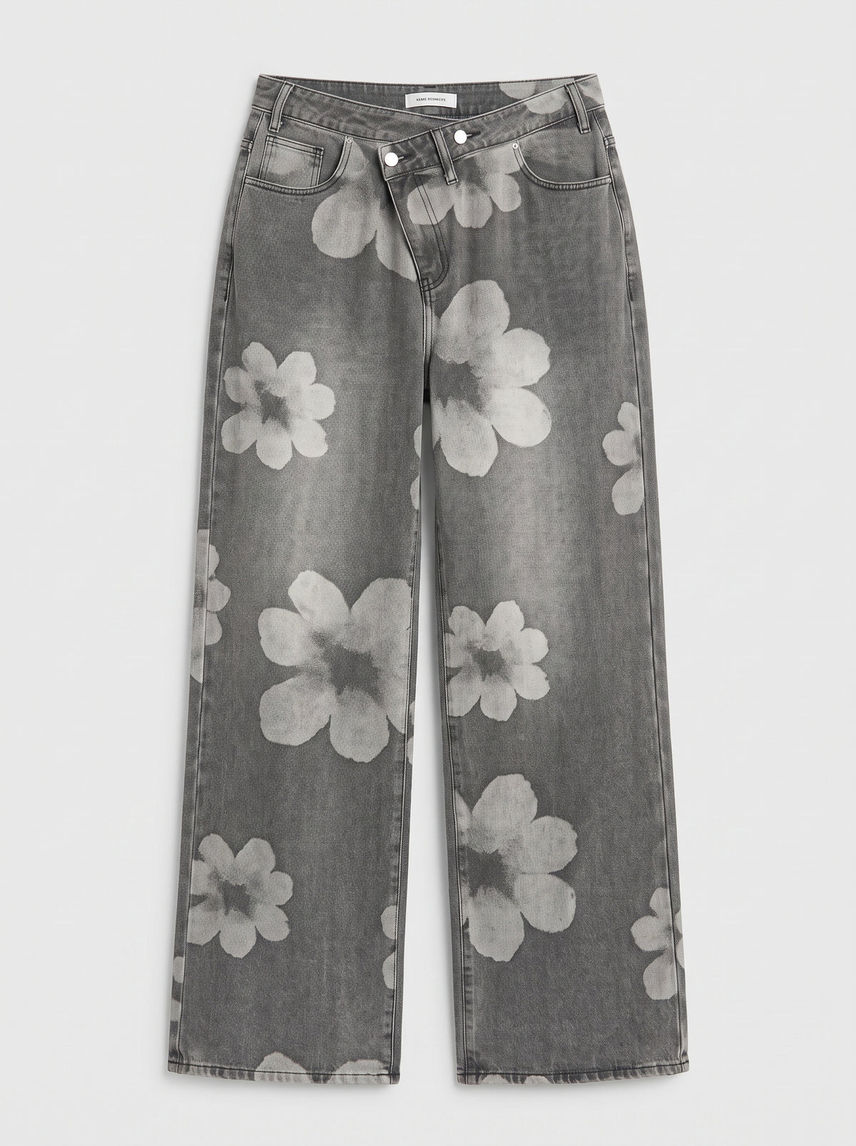 Floral Print Straight Leg Jeans – Grey