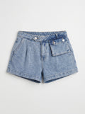 Stretch Cargo Denim Short – Light Wash