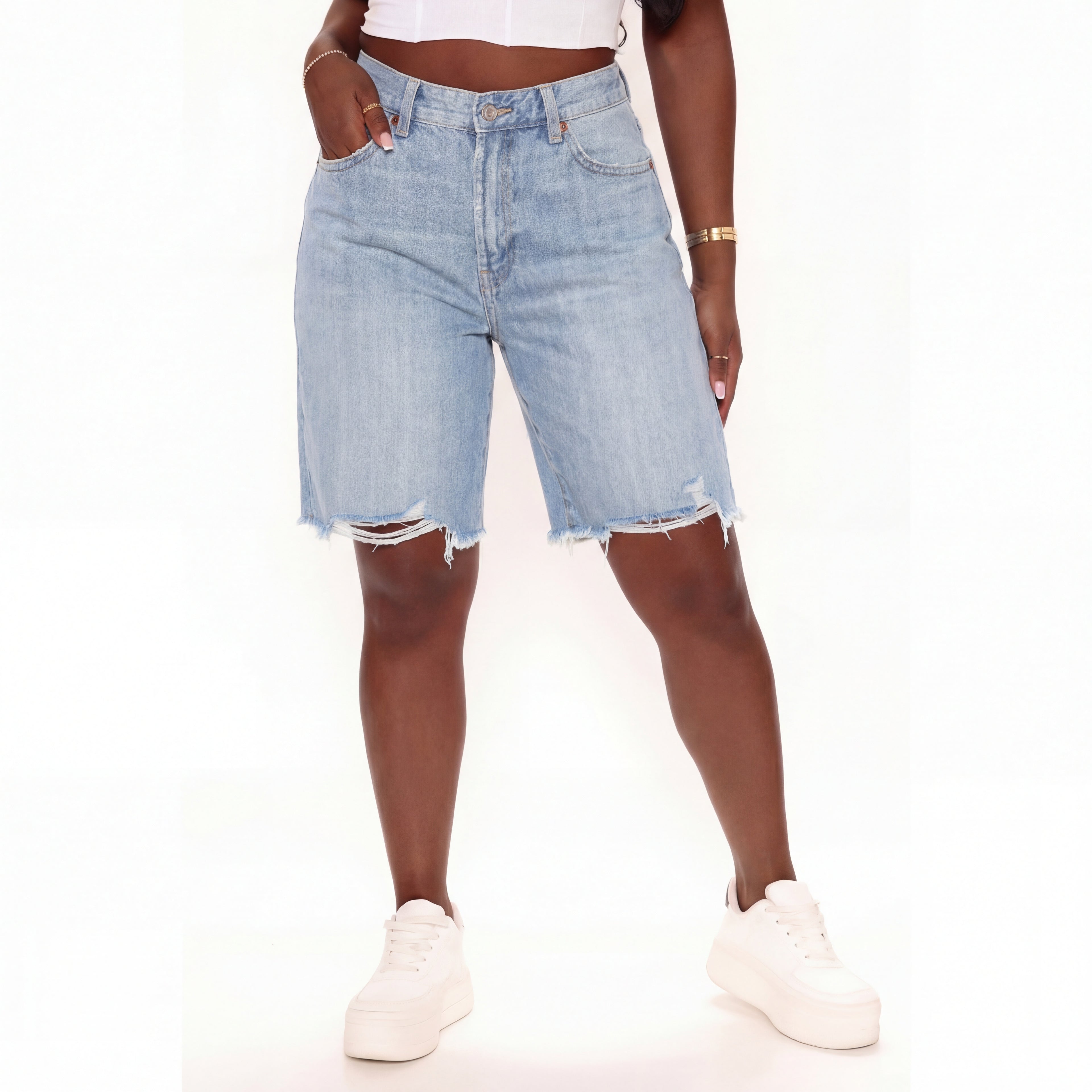 Mid-Rise Denim Bermuda Jorts