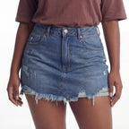 Ripped & Ready Distressed Denim Skirt
