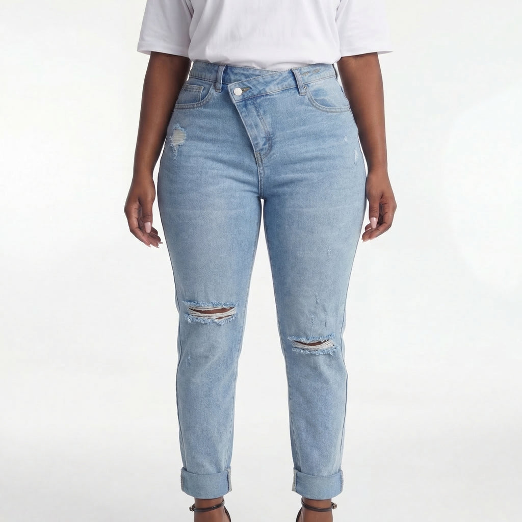 Stretchy Denim Cargo Utility Bottom