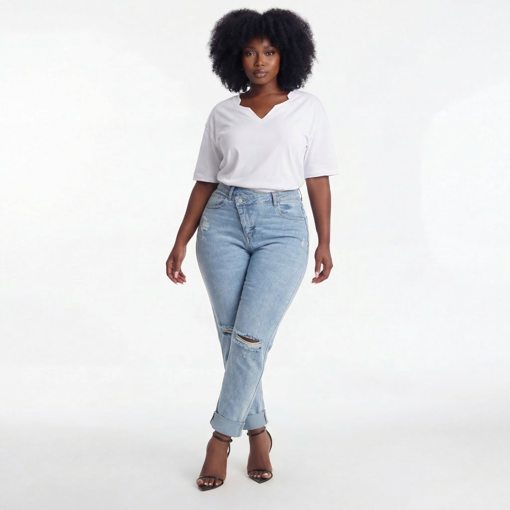 Stretchy Denim Cargo Utility Bottom