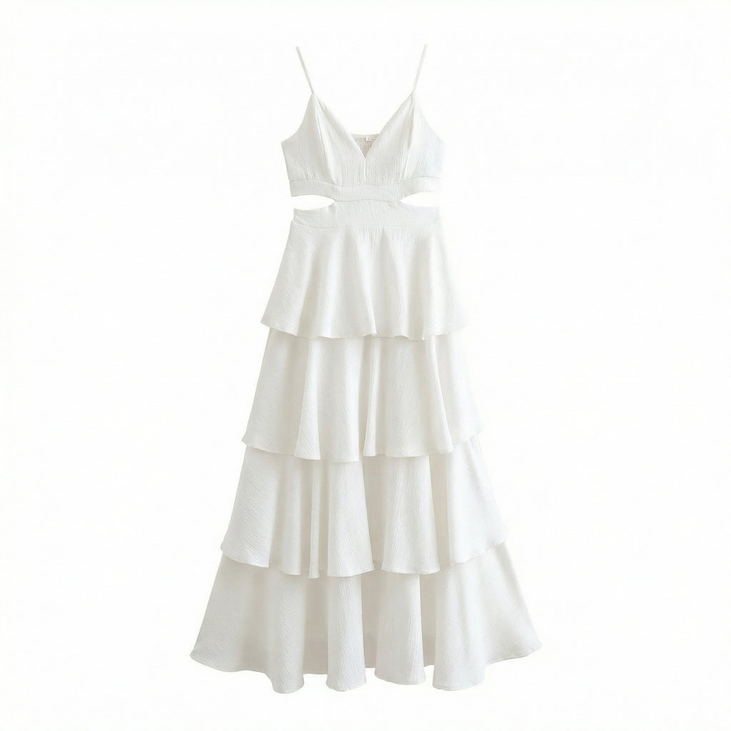 Tiered Ruffle Halter Maxi Dress