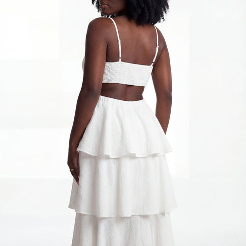 Tiered Ruffle Halter Maxi Dress