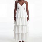 Tiered Ruffle Halter Maxi Dress