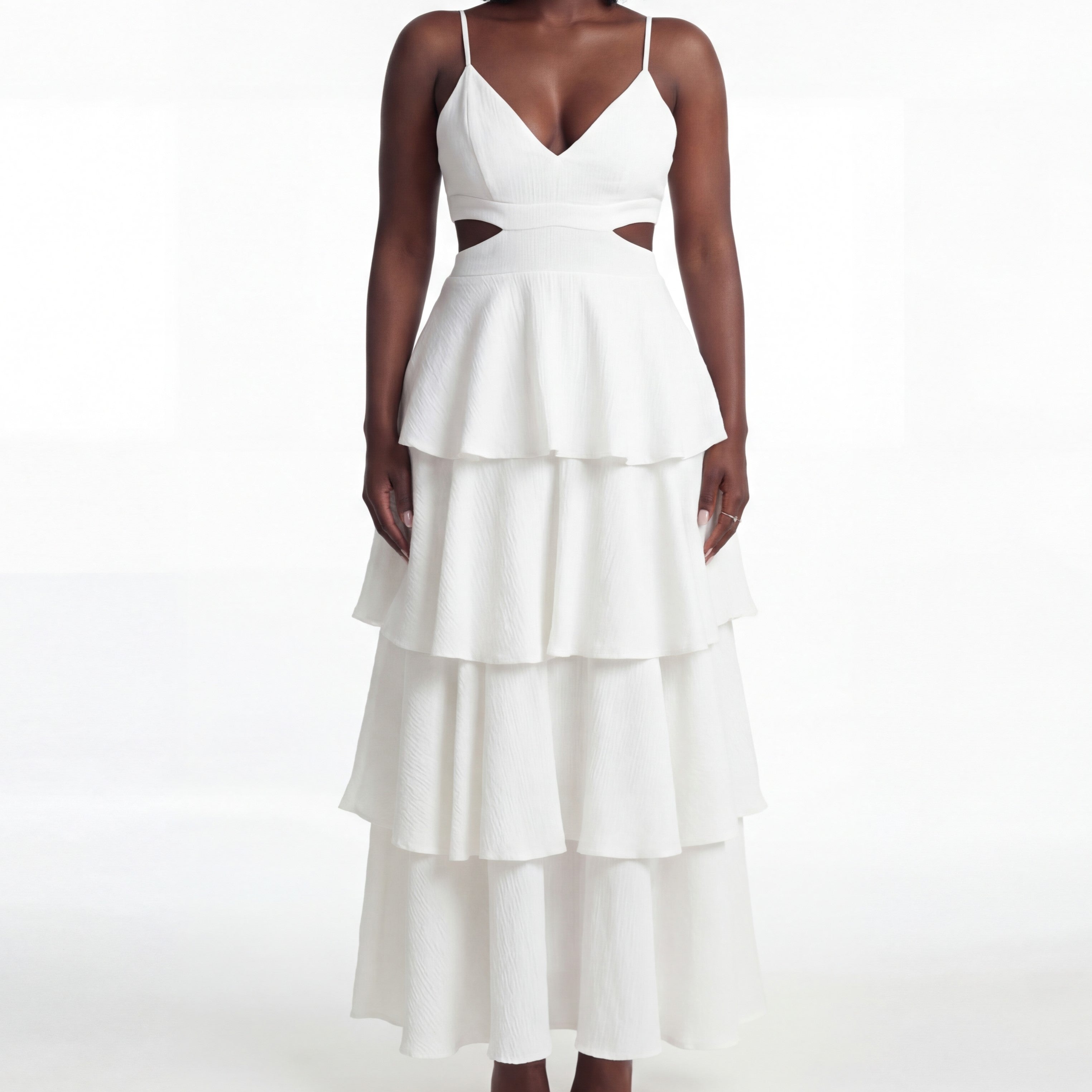 Tiered Ruffle Halter Maxi Dress