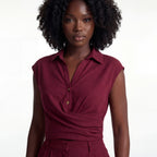 Linen Blend Double-Breasted Vest & Pleated Shorts Set