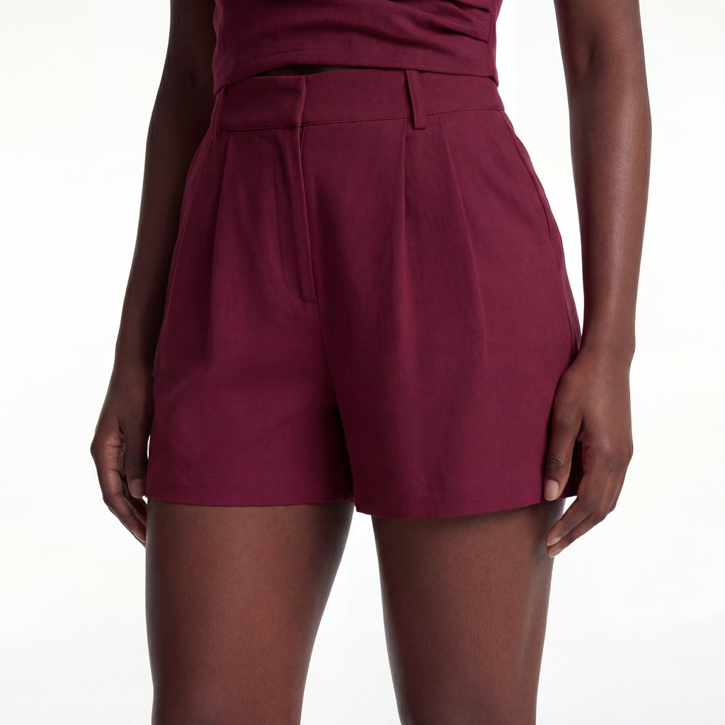 Linen Blend Double-Breasted Vest & Pleated Shorts Set