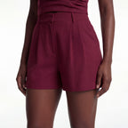 Linen Blend Double-Breasted Vest & Pleated Shorts Set