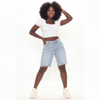 Mid-Rise Denim Bermuda Jorts