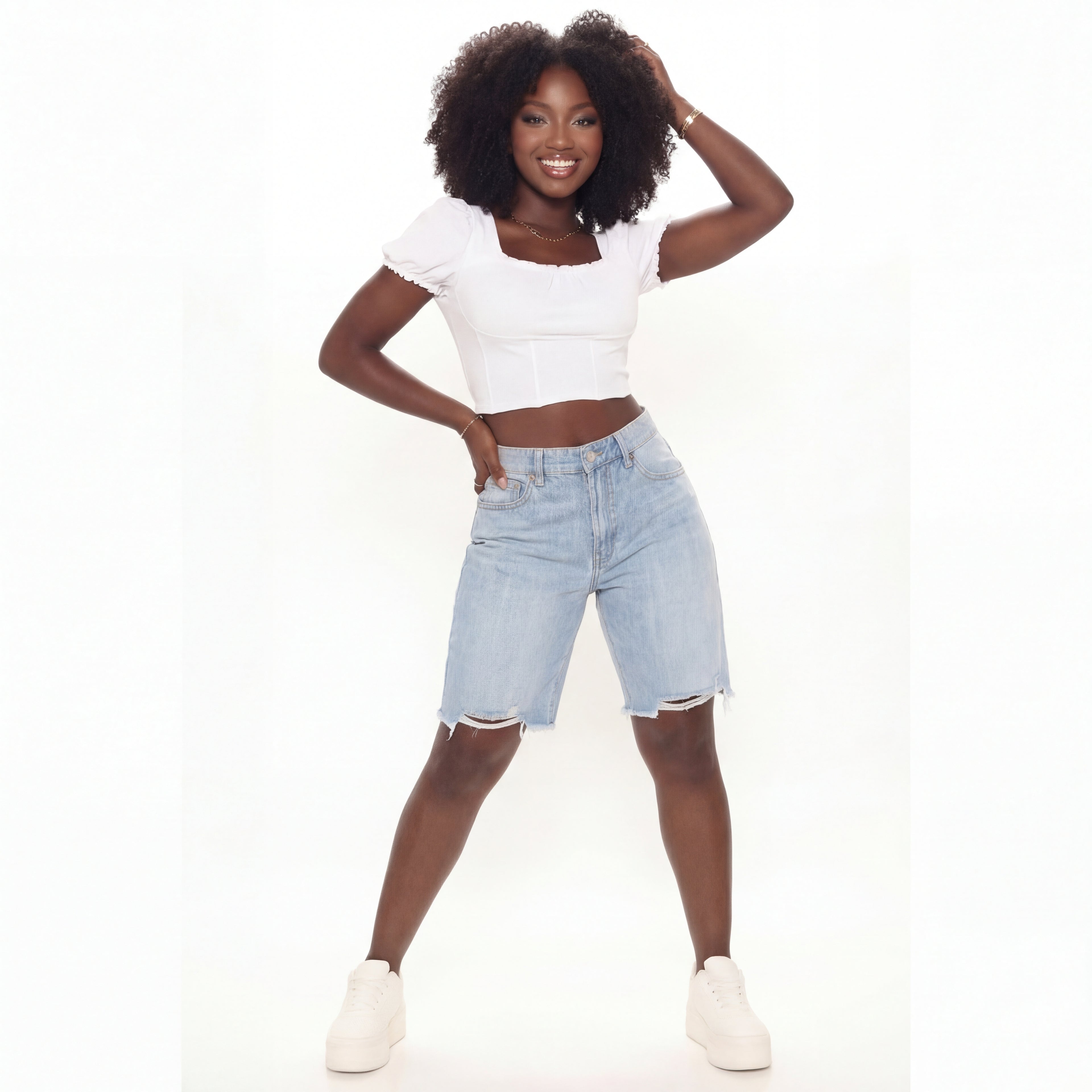 Mid-Rise Denim Bermuda Jorts