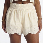 Ivory Embroidered Cami Top & Elastic Waist Short Set