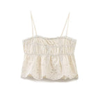 Ivory Embroidered Cami Top & Elastic Waist Short Set