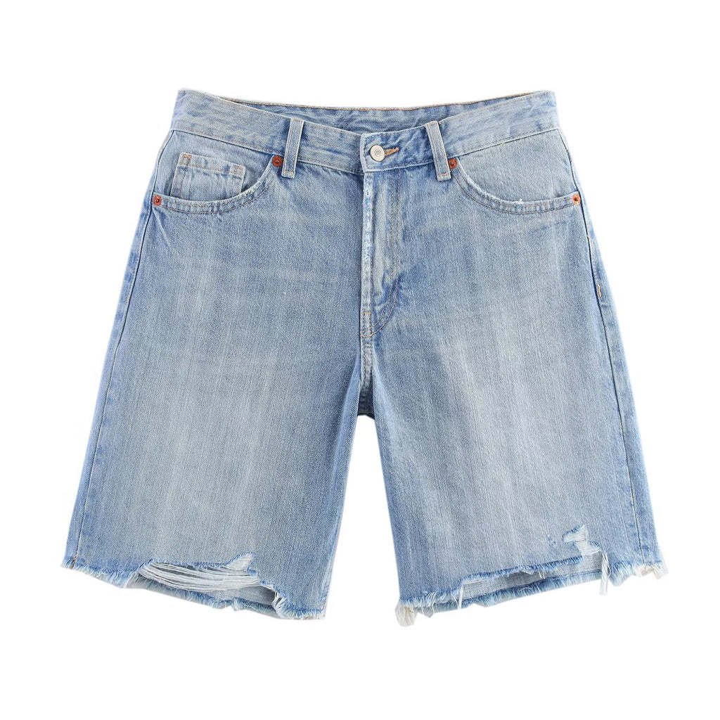 Mid-Rise Denim Bermuda Jorts