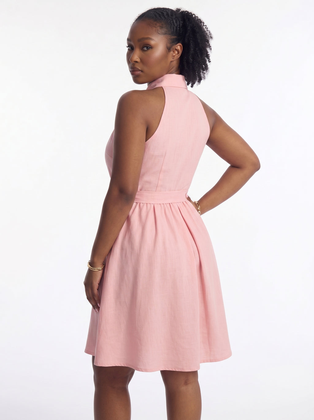 SHEIN Elenzya Soft Serve Shirt Collar Dual Tone A-Line Dress