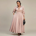 Elegant Long-Sleeved Button-Up Maxi Shirt Dress