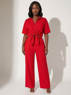 Off Duty Solid Short Sleeve & Pants Two-Piece Set