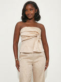 Liquid Gold Satin Pleated Two-Piece Set