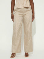 Liquid Gold Satin Pleated Two-Piece Set