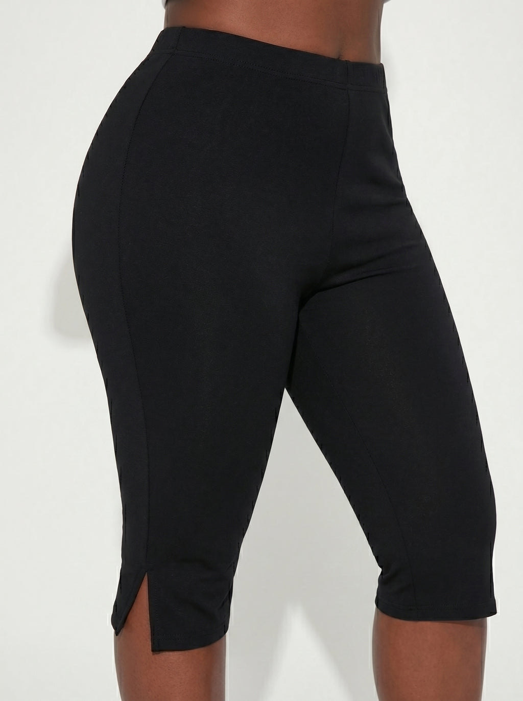 Breezaya Solid Split Hem Capris Leggings