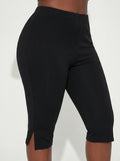 Breezaya Solid Split Hem Capris Leggings