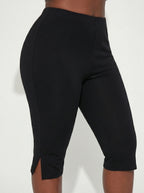 Breezaya Solid Split Hem Capris Leggings