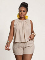 Free Spirit Floral Sleeveless Blouse & Shorts Set