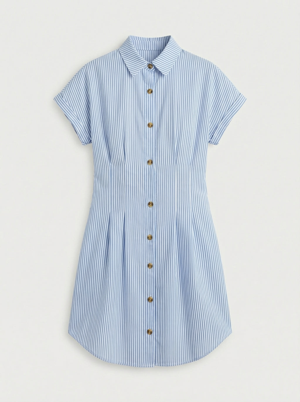 Left Bank Striped Short Sleeve A-Line Shirt Dress