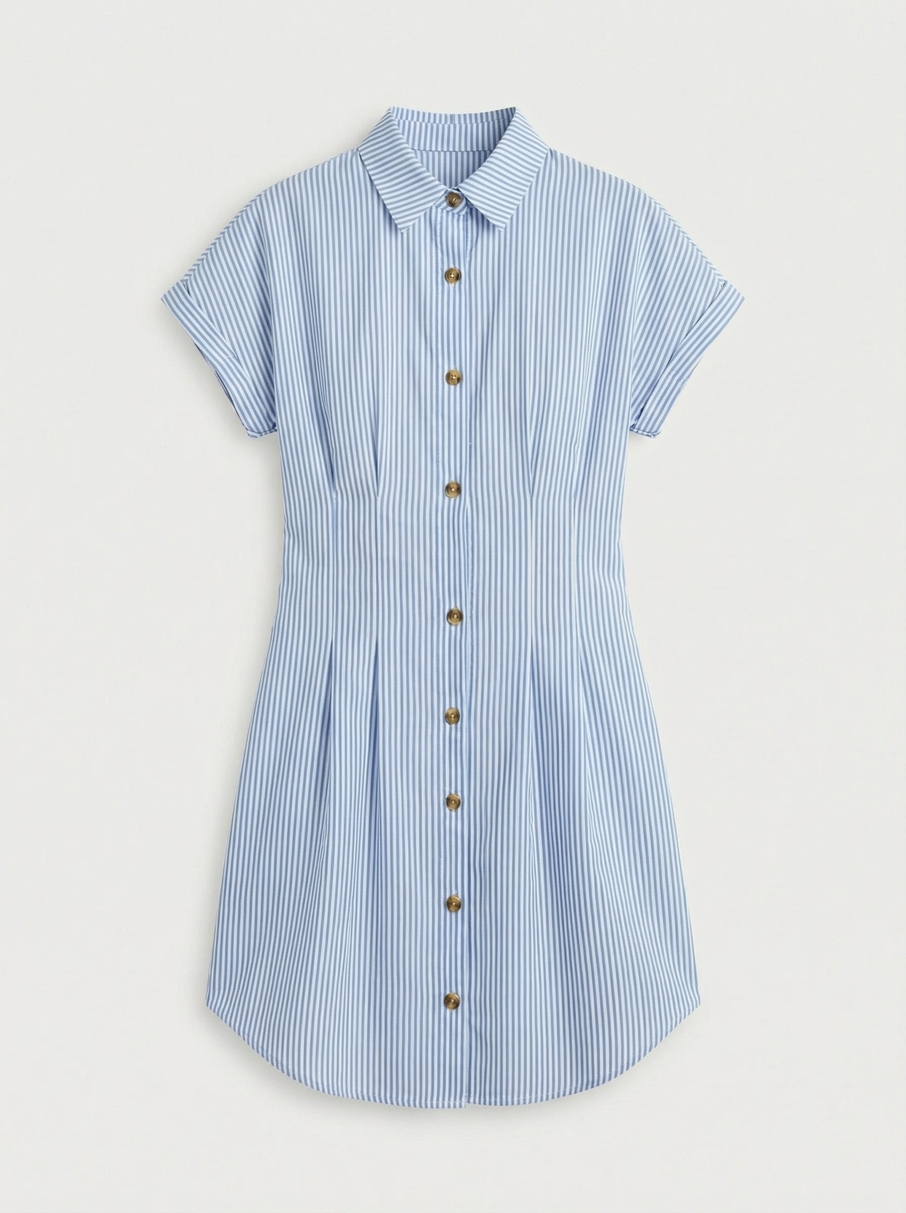 Left Bank Striped Short Sleeve A-Line Shirt Dress