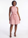 SHEIN Elenzya Soft Serve Shirt Collar Dual Tone A-Line Dress
