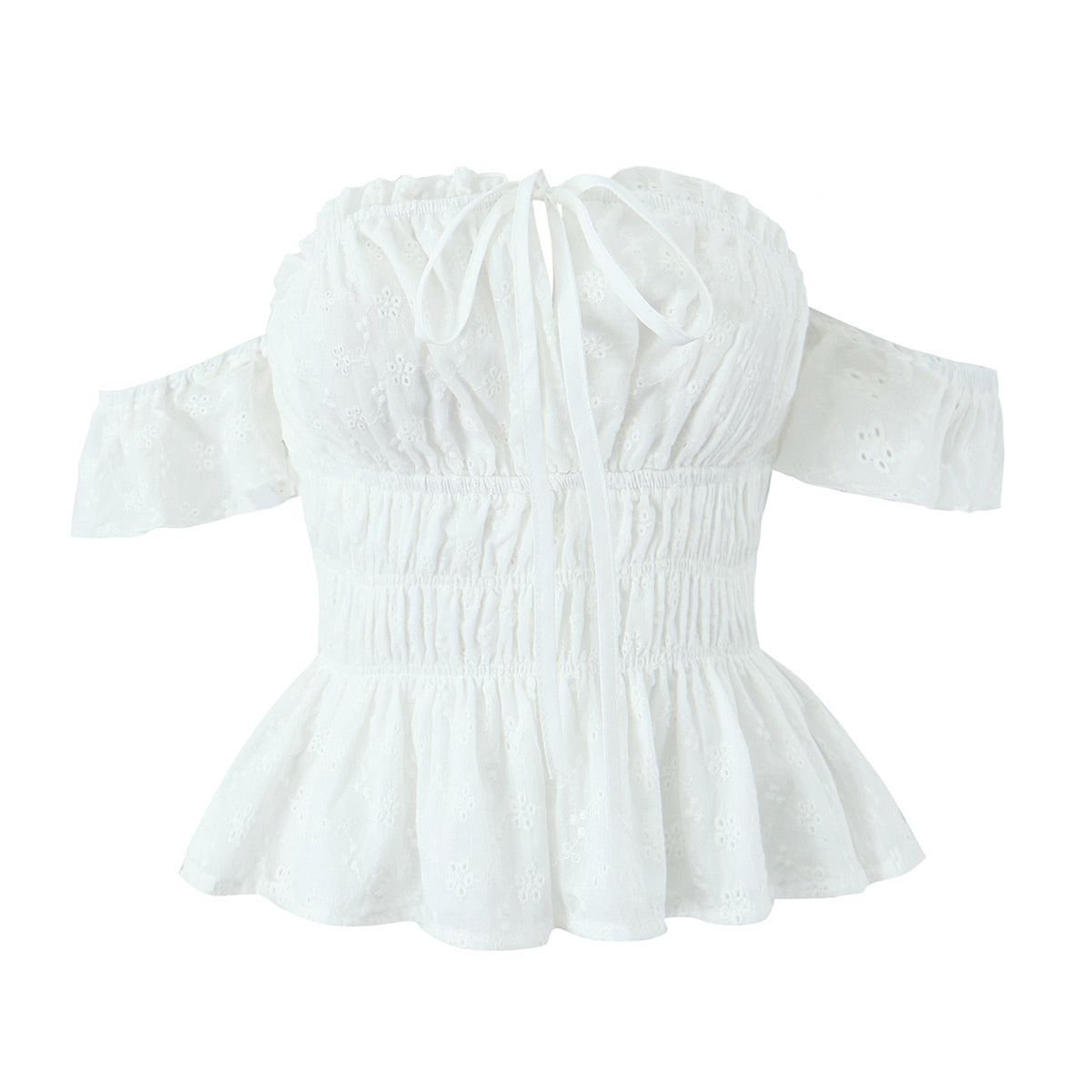 That Girl White Slash Neck Lace Up Blouse