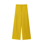 Yellow Twisted Knot Button-Down & High-Waist Straight Leg Set