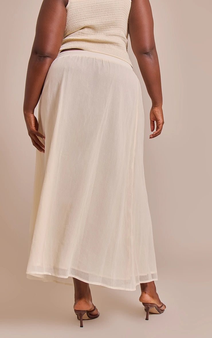 Plus Butter Cream Chiffon Ruched Bust Set
