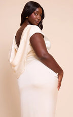 Plus Cream Cowl Back Satin Set