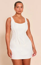 Shape Cream square neck corset mini dress