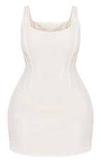 Shape Cream square neck corset mini dress