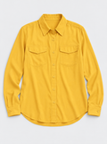 Flat lay of Double Pocket Everyday Shirt - Mustard on a light grey background