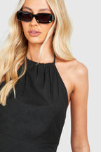 Tall Halter Linen Look Smock Top