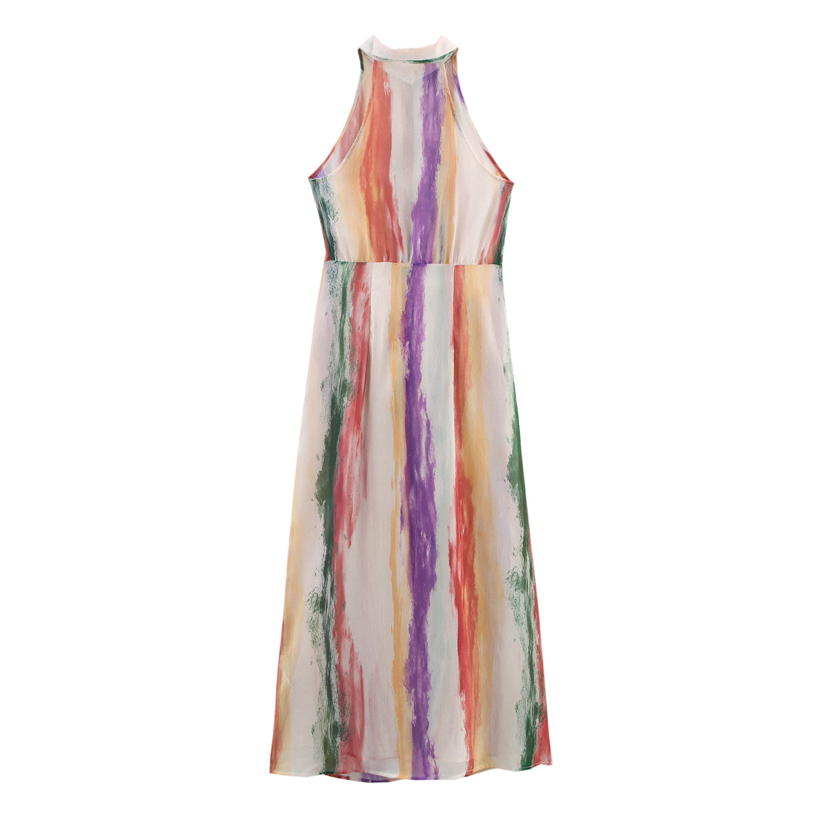 Multi-Color Turn Down Collar Long Dress