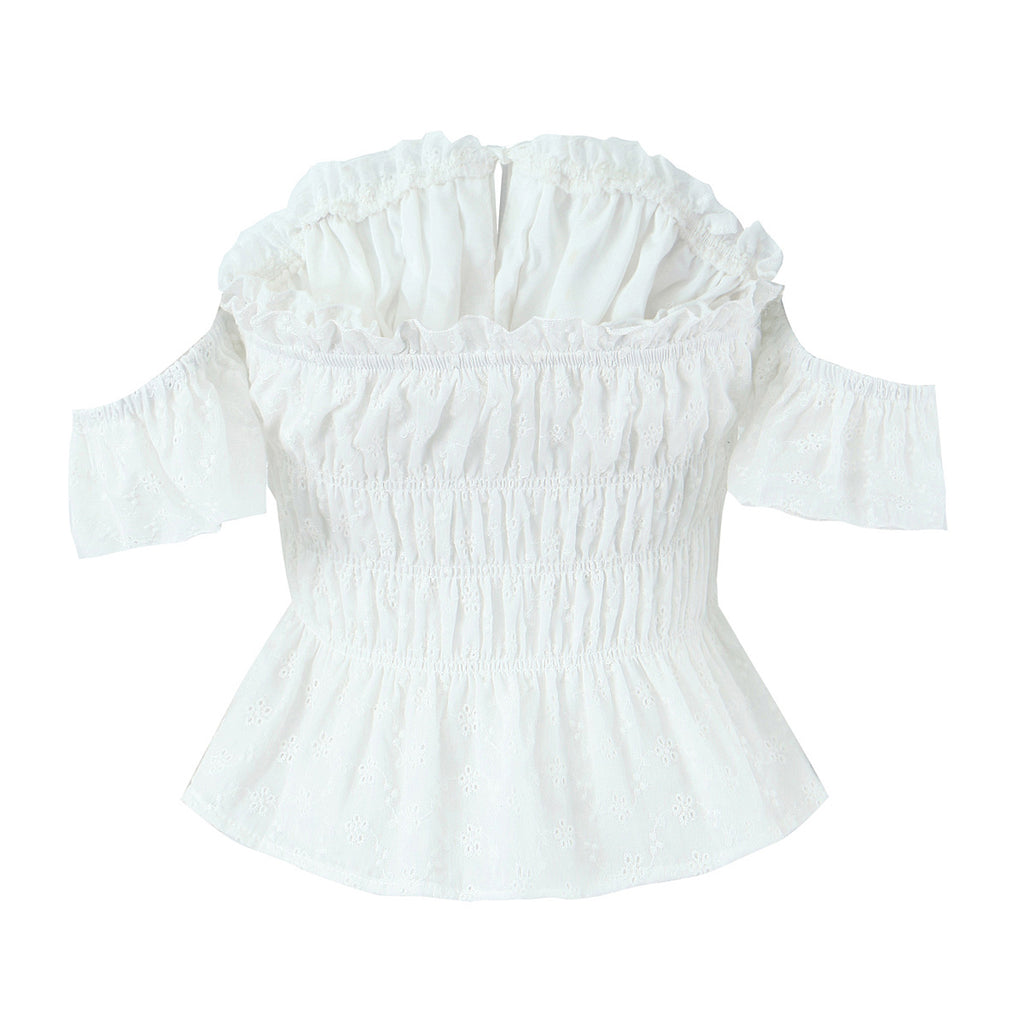That Girl White Slash Neck Lace Up Blouse